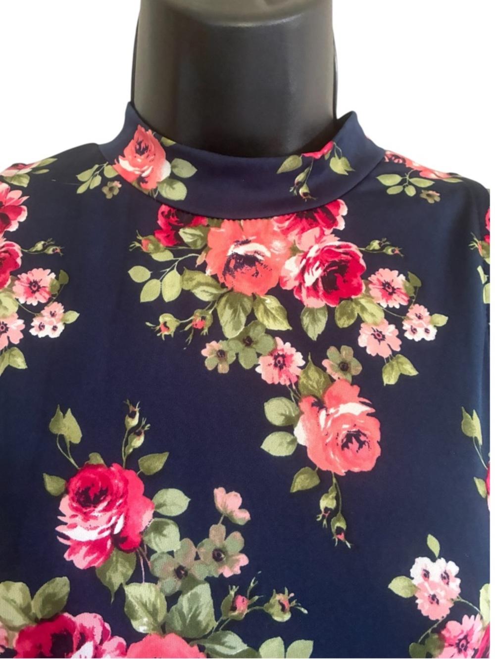 Floral Sleeveless Navy Fit & Flare Dress Size M - Picture 6 of 8